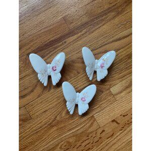 Set Of 3 Vintage Hand-Painted Lasting Products Inc. Ceramic Butterfly Wall Hangi
